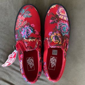 Festival Red Satin Limited Edition Vans Slip Ons